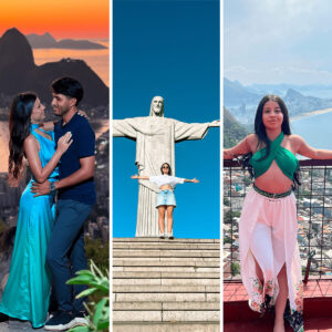 Nascer do Sol no Mirante Dona Marta + Cristo Redentor + Favela (Vidigal ou Rocinha)